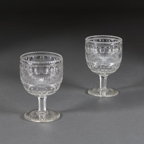 A Pair of Regency Cut Glass Vases