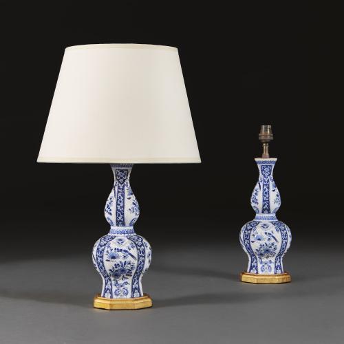 A Pair of 19th Century Delft Lamps of Small Scale