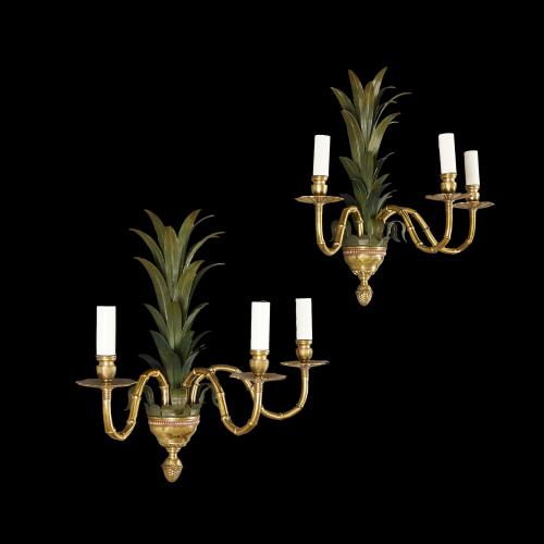 A Fine Pair of Large Palm Frond Wall Lights