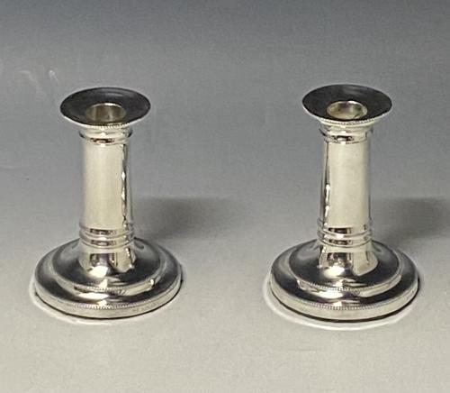 Pair of silver bead candlesticks 1875 Charles Favell