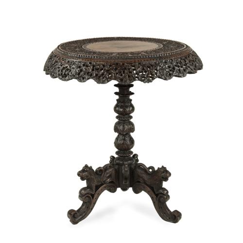 Anglo Indian padouk tripod side table