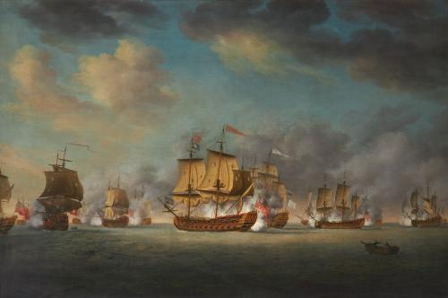 Richard Paton (1717-1791) - The Anglo-French action off Providien, north of Trincomalee, on the north-east coast of Ceylon, 12 April 1782