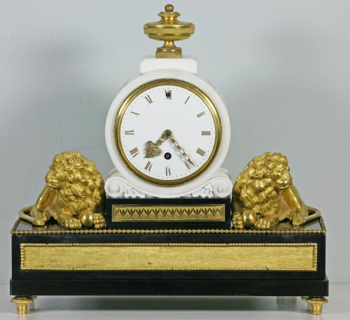 Vulliamy, No 405. An Exceptional White & Black Marble Mantel Clock with Royal Provenance.  Dated 1808.
