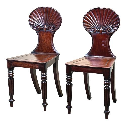 Regency Mahogany Pair Of Hall Chairs