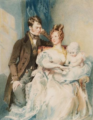 Portrait of Mr and Mrs MacGregor and their child, Daniel Maclise, R.A. 1806-1870