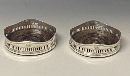 Pair of Georgian silver wine coasters 1801/6 Smith and Hayter of London 