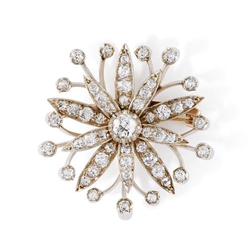 Edwardian diamond flowerhead brooch