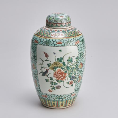 famille verte Ginger jar and cover (Chinese, Circa 1870)