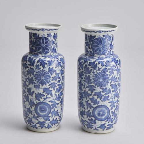 Chinese blue and white porcelain sleeve vases