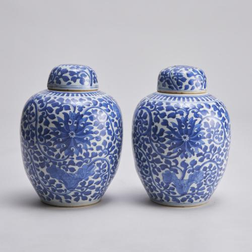 19th Century antique Chinese covered porcelain jars
