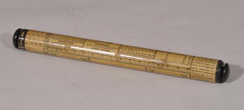 S/5744 Antique Treen Late Victorian Perpetual Postal Ruler and Calendar