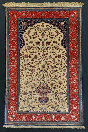 Rare part-silk Persian Tehran rug