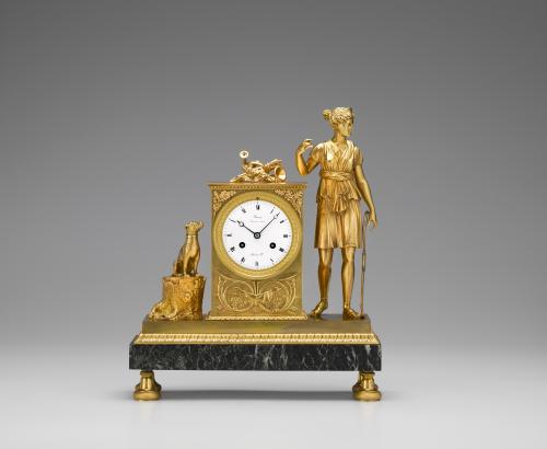 Ormolu and Marble Empire Mantel Clock by Mesnil 