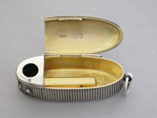 Victorian Silver Combined Vesta Case and Cigar Cutter