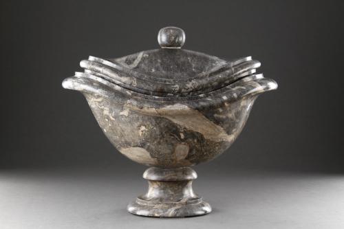 Baroque Grey Marble Oval Vase
