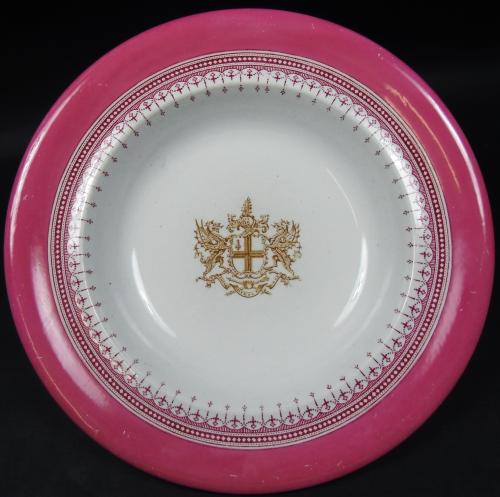ceramic soup plate from a Mansion House service for the Lord Mayor of London, Copeland circa 1880