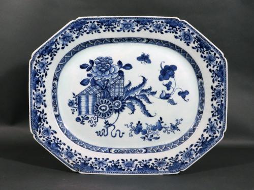Chinese Export Large Underglaze Blue & White Porcelain Dish, Circa 1770