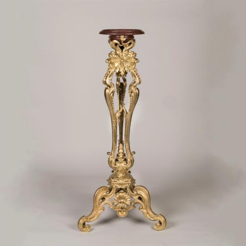 Gilded Bronze Marble Top Torchère