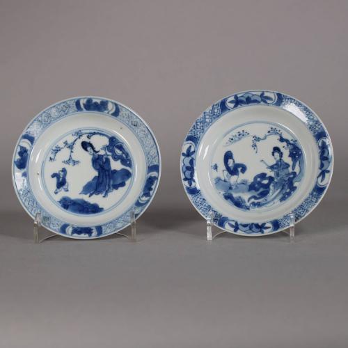 Pair of blue and white kangxi plates