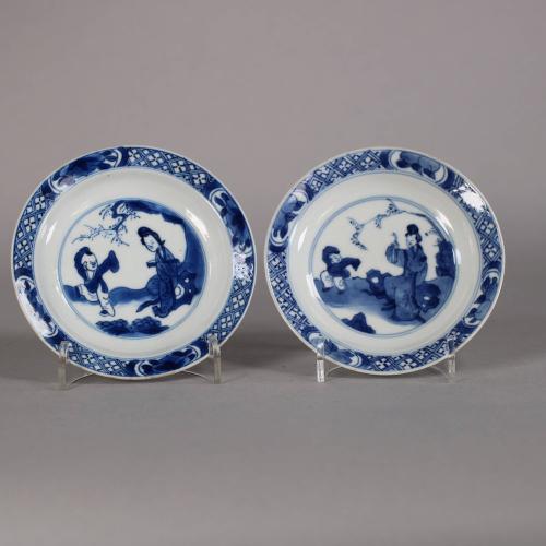 Pair of blue and white Kangxi plates
