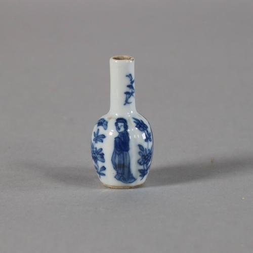 Miniature blue and white Kangxi vase