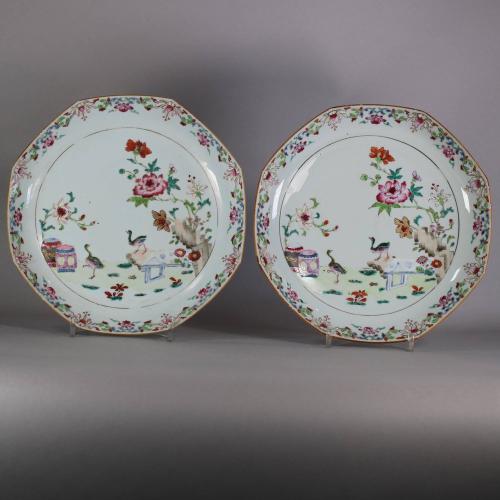 Pair of famille rose plates