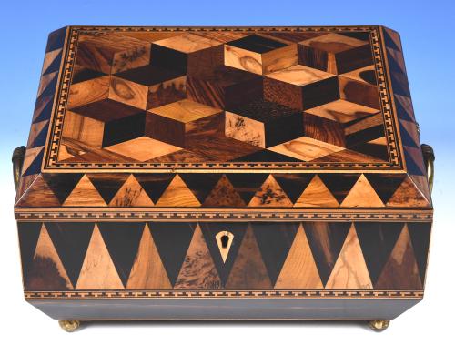 Tunbridge Ware work Box Cubes & Vandykes