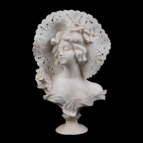 Alabaster Bust of an Elegant Lady By Adolfo Cipriani