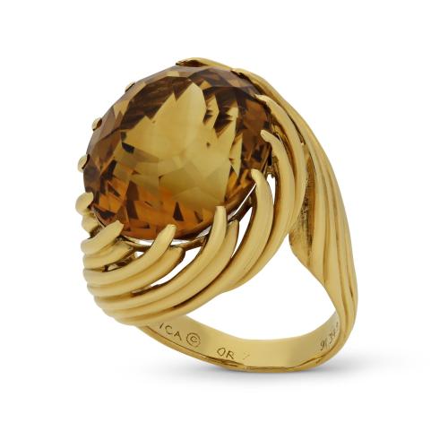 Gold And Citrine Cocktail Ring
