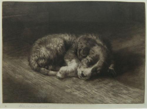 Herbert Dicksee "His First Night From Home," Etching