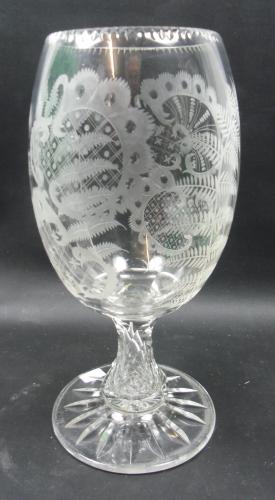 Crystal glass celery vase with engraved decoration English circa 1870