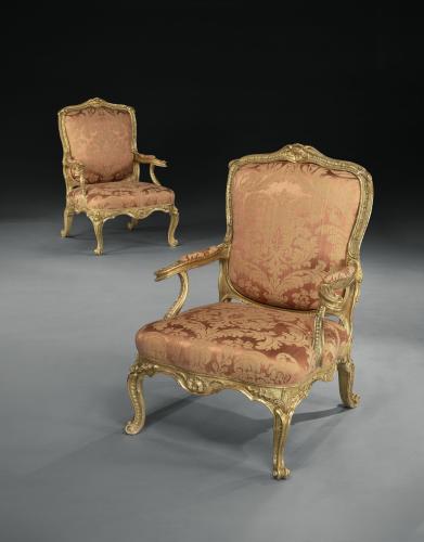 Knowsley Hall Giltwood Armchairs