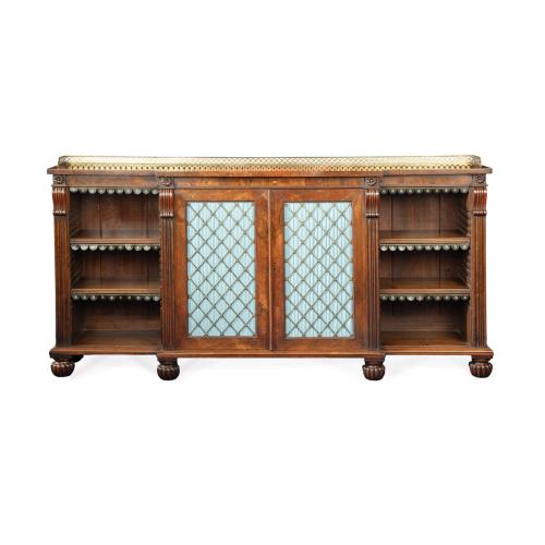 late Regency rosewood breakfront side cabinet attributed to Gillows