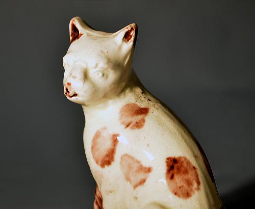 Creamware Pottery Cat, Late 18th Century