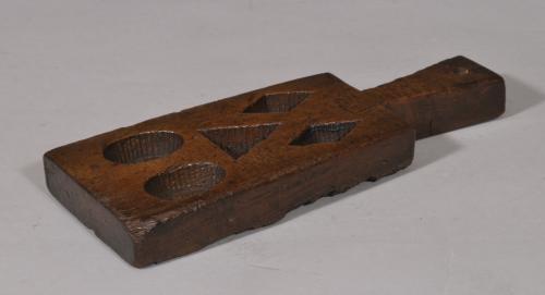 S/5885 Antique Treen 19th Century Fruitwood Chocolate Mould