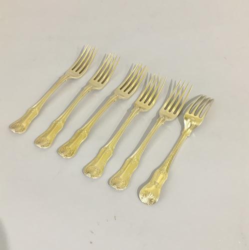 Set of Six Silver Gilt Dessert Forks. William Eley & William Fearn. London 1802