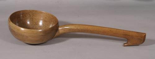 S/5876 Antique Treen 19th Century Welsh Sycamore Ladle