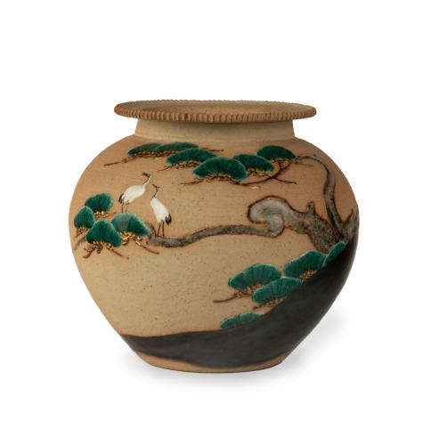 Captivating Japanese Stoneware Jardiniere by Makuzu Kozan II