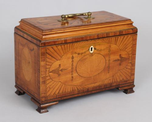 George III period satinwood and marquetry tea-caddy