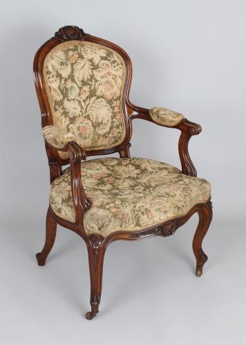 French walnut open armchair in the Louis XV taste