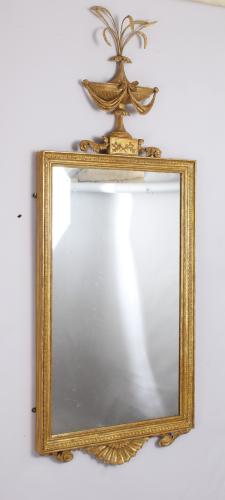George III neo-classical Adam period carved and giltwood mirror