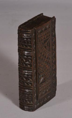 S/5926 Antique Treen 19th Century Solid Oak Book Box