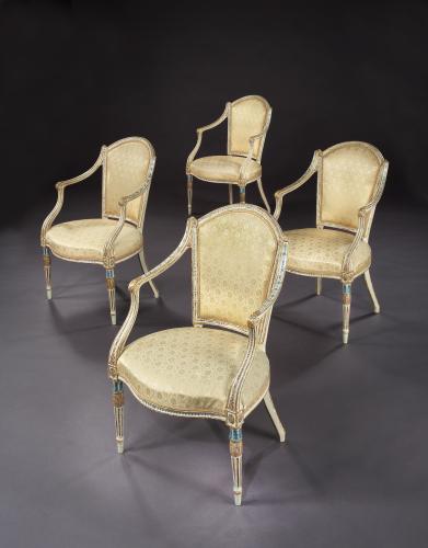 Four George III Painted Armchairs