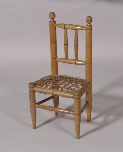 S/5947 Antique 19th Century Miniature Beech Spindle Back Chair