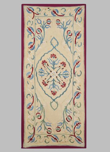 Early Ottoman Cushion Cover Decorated with Carnations Tulips in and Around a Şemse Medallion