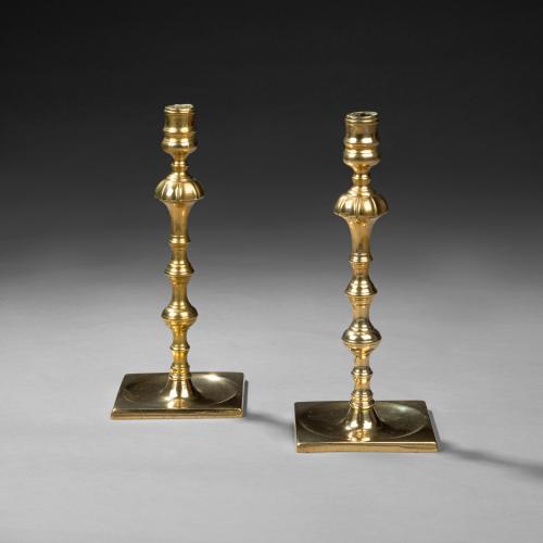 George II brass silverform candlesticks