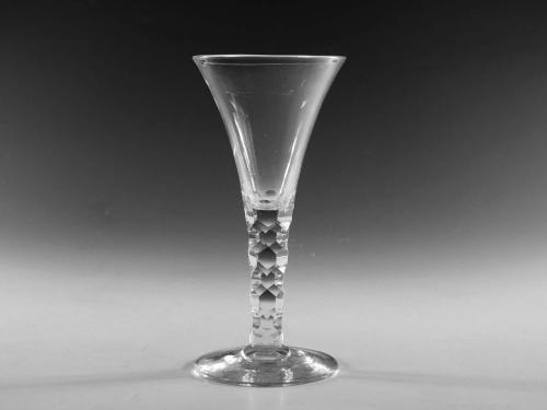 Antique facet stem wine glass English circa 1770