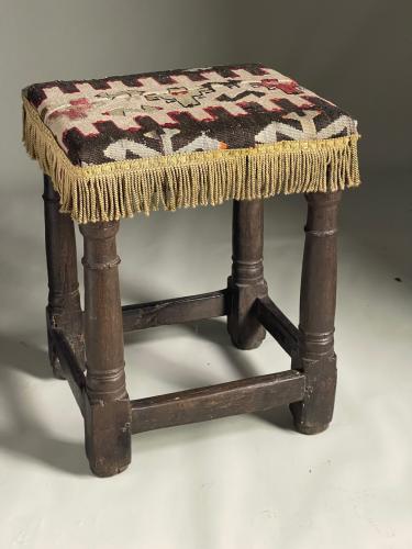 Oak Upholstered Stool 17th Century