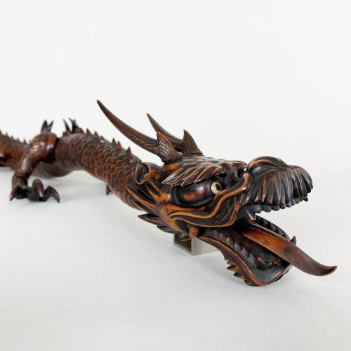 Japanese wooden Okimono of a Dragon