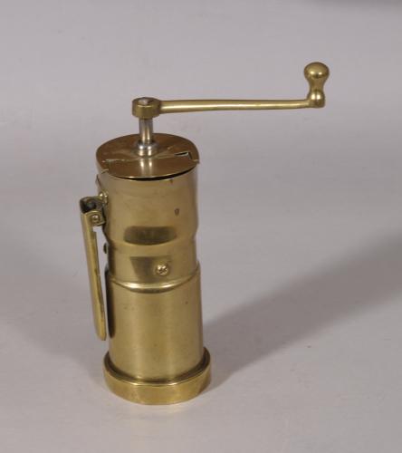 S/5933 Antique Early 20th Century Dutch Brass Coffee Grinder